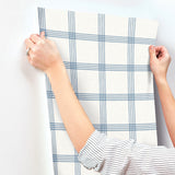 Chesapeake 4192-26993 Twain Denim Plaid Wallpaper