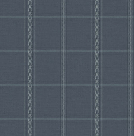 Chesapeake 4192-27605 Auberge Dark Blue Plaid Wallpaper