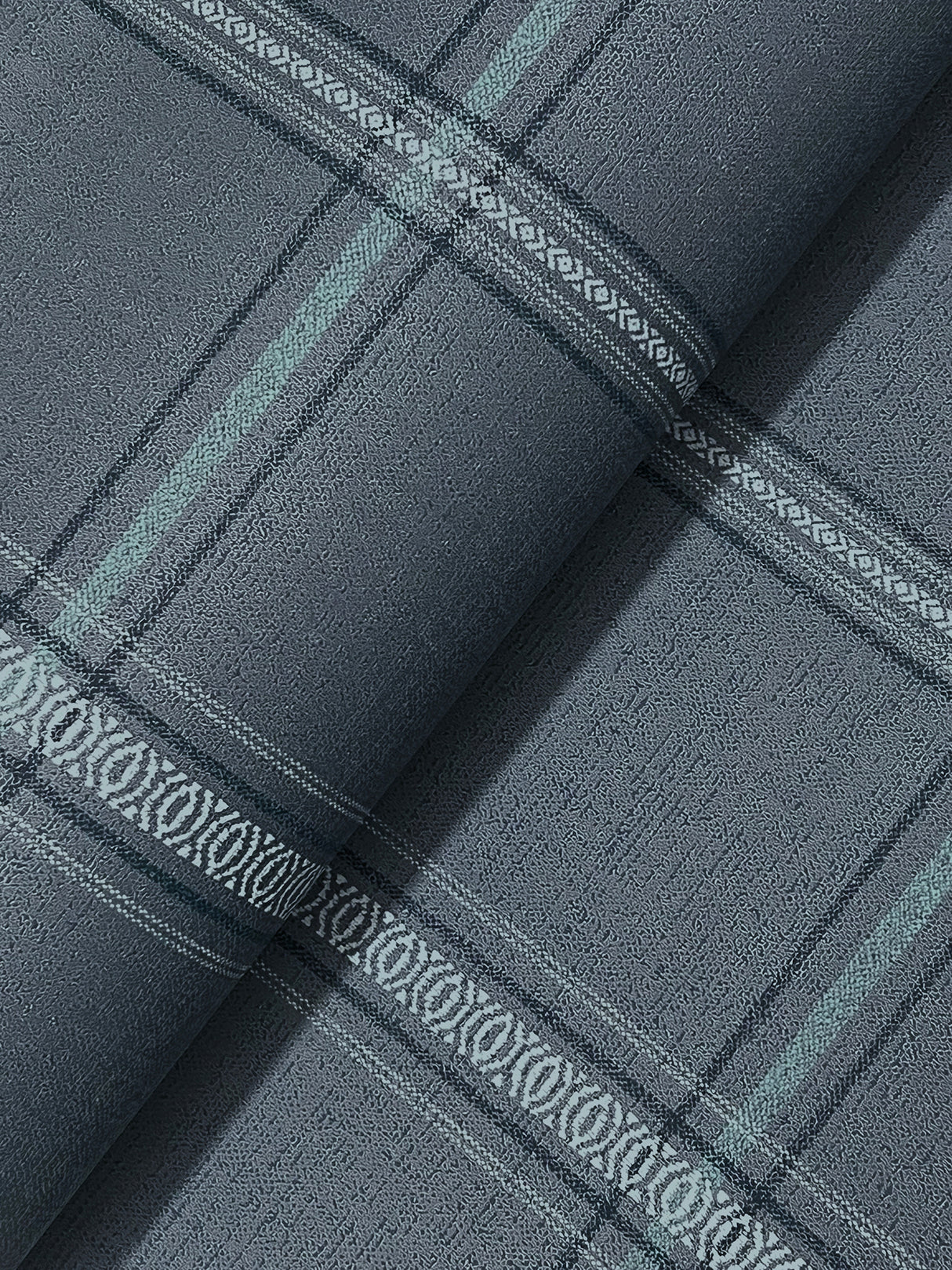 Chesapeake 4192-27605 Auberge Dark Blue Plaid Wallpaper