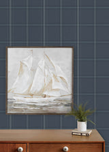 Chesapeake 4192-27605 Auberge Dark Blue Plaid Wallpaper