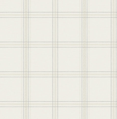 Chesapeake 4192-27606 Auberge White Plaid Wallpaper