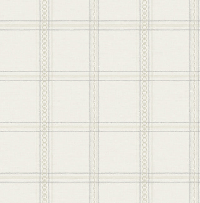 Chesapeake 4192-27606 Auberge White Plaid Wallpaper