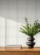 Chesapeake 4192-27606 Auberge White Plaid Wallpaper