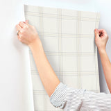 Chesapeake 4192-27606 Auberge White Plaid Wallpaper