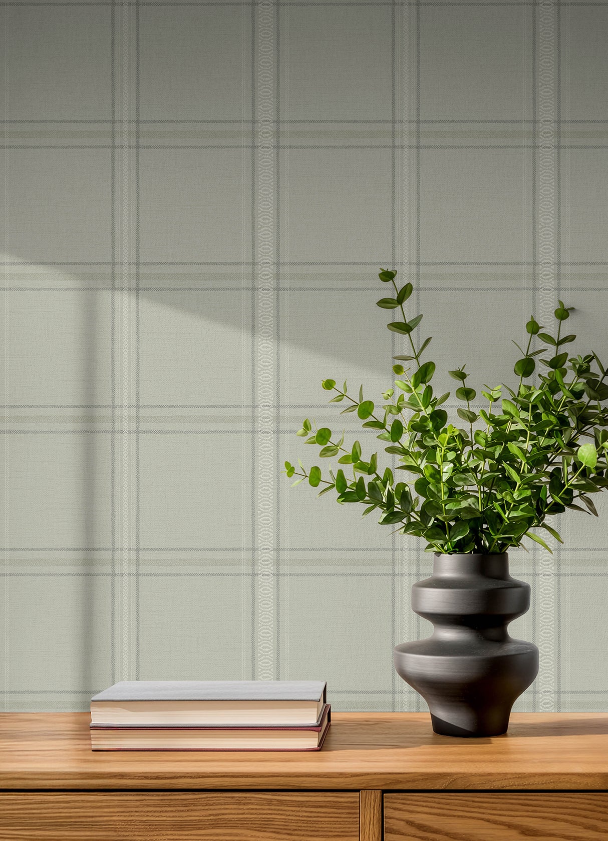 Chesapeake 4192-27609 Auberge Sage Plaid Wallpaper