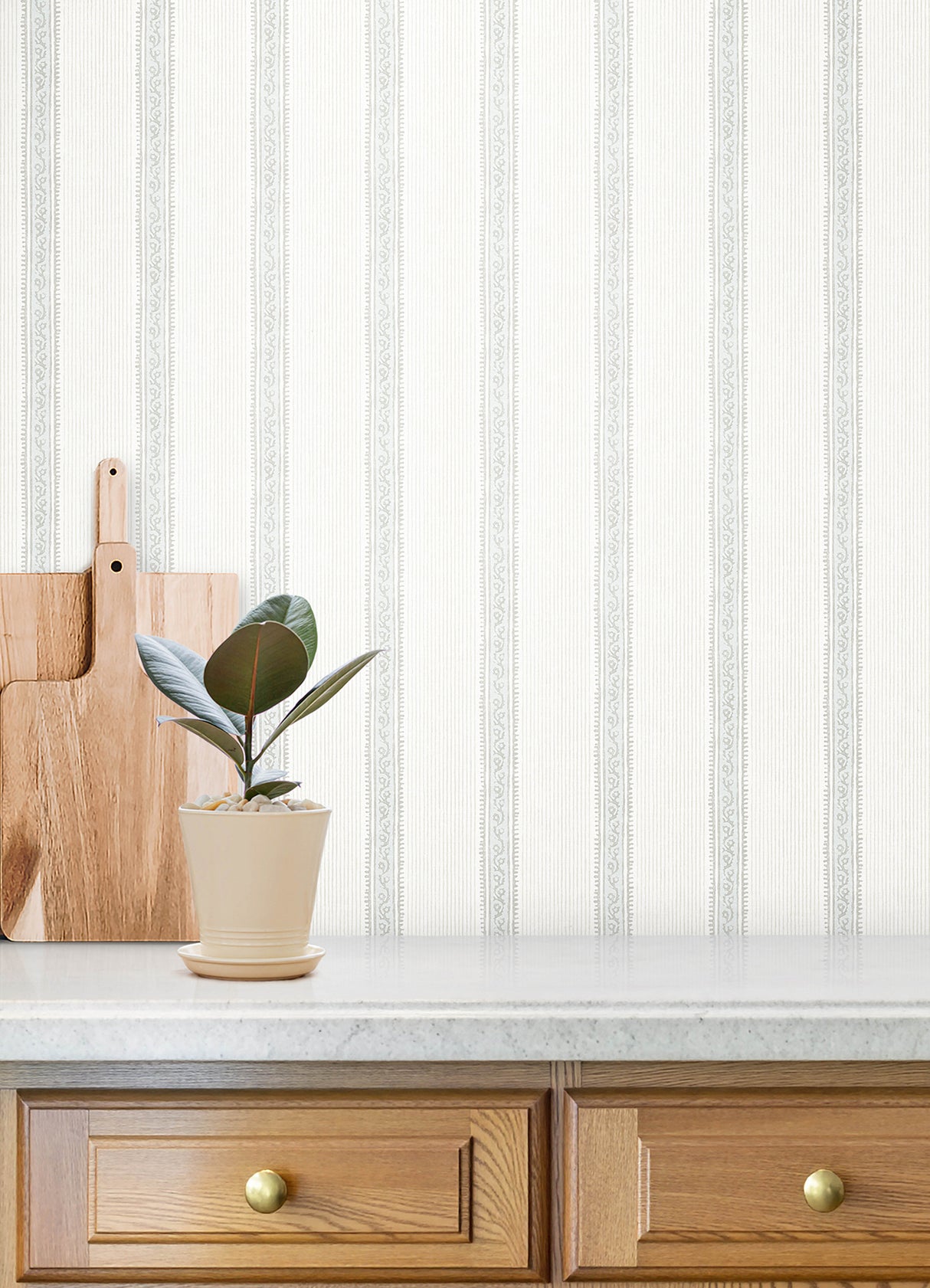 Chesapeake 4192-27690 Mandevilla Light Blue Vine Stripe Wall