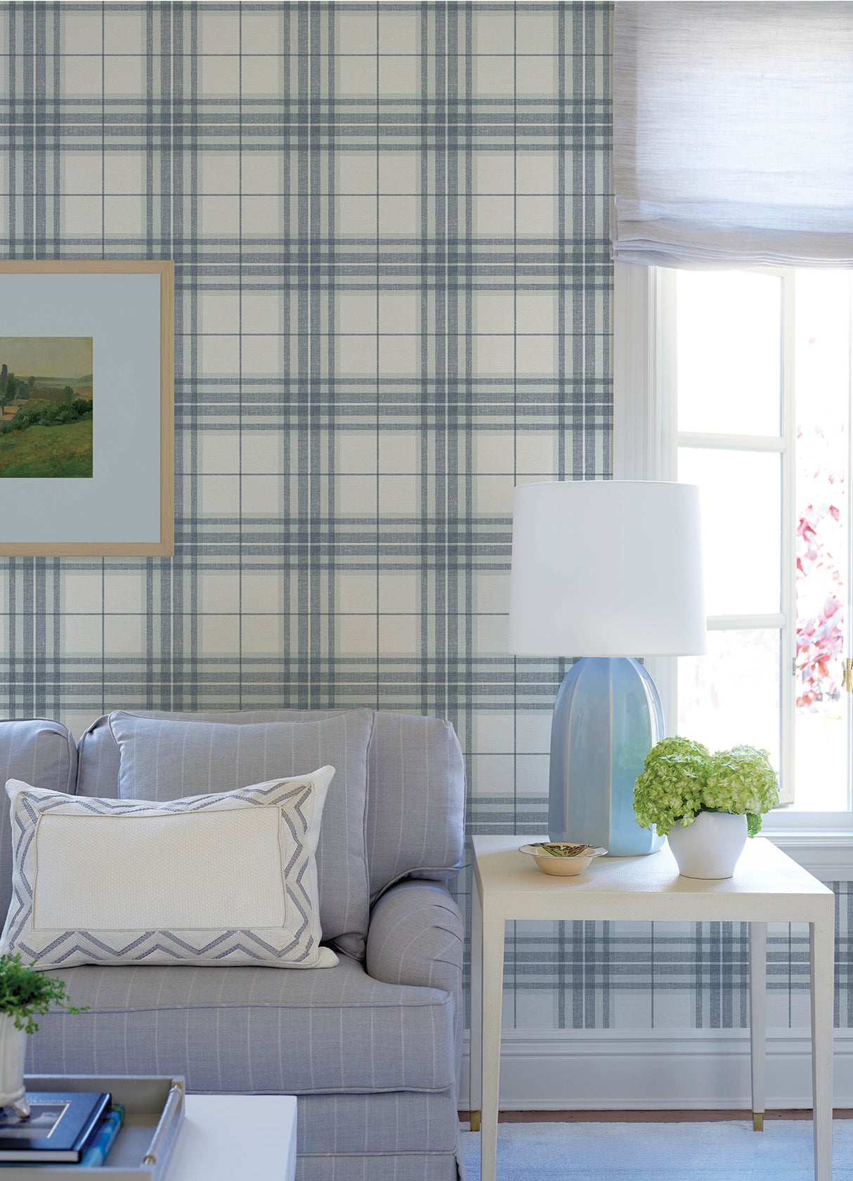 Chesapeake 4192-27692 Cabin Check Blue Plaid Wallpaper