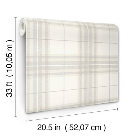 Chesapeake 4192-27693 Cabin Check Grey Plaid Wallpaper