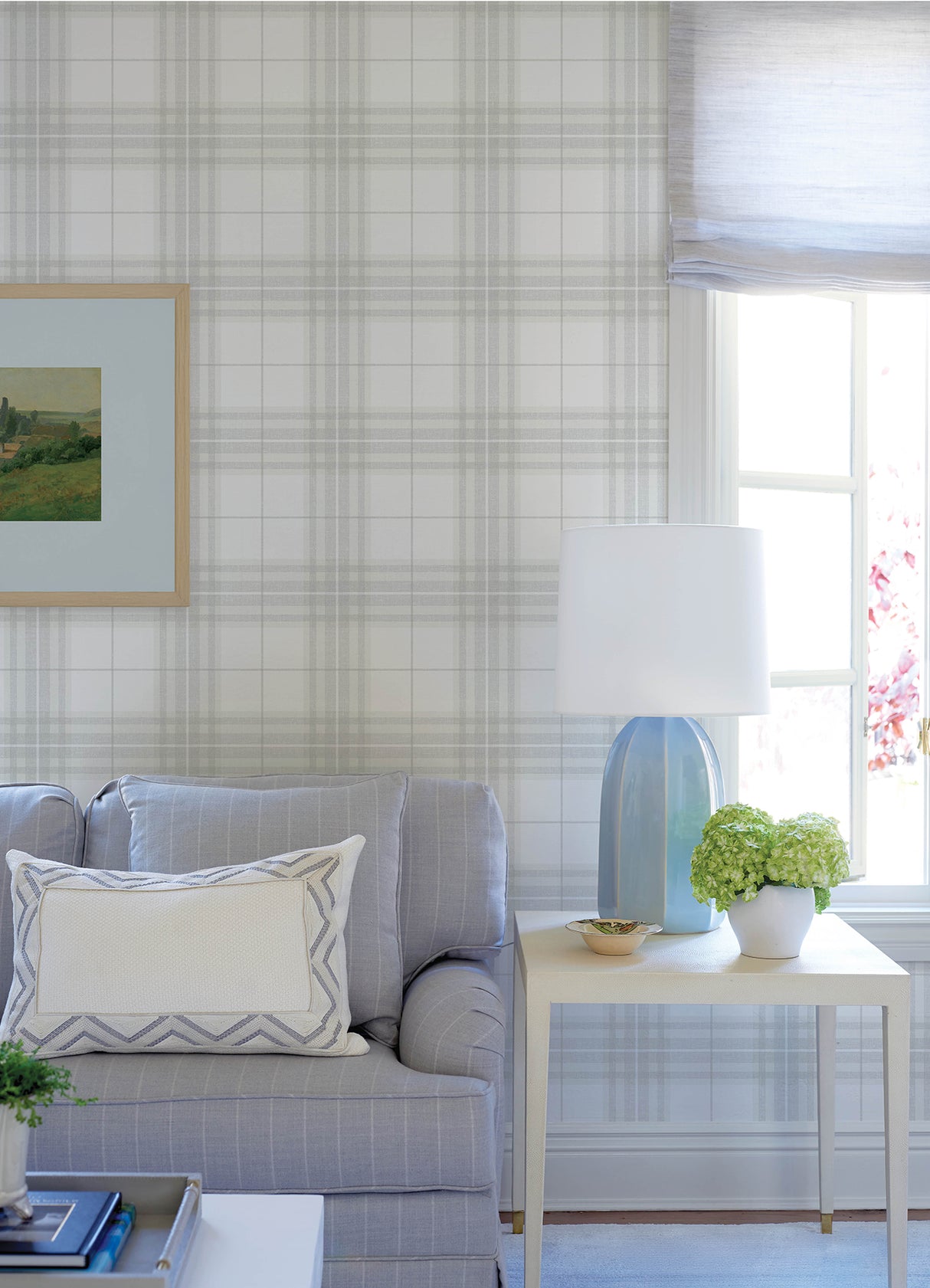 Chesapeake 4192-27693 Cabin Check Grey Plaid Wallpaper
