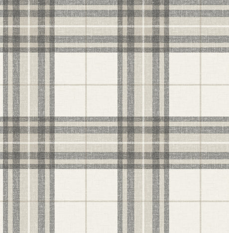 Chesapeake 4192-27694 Cabin Check Charcoal Plaid Wallpaper