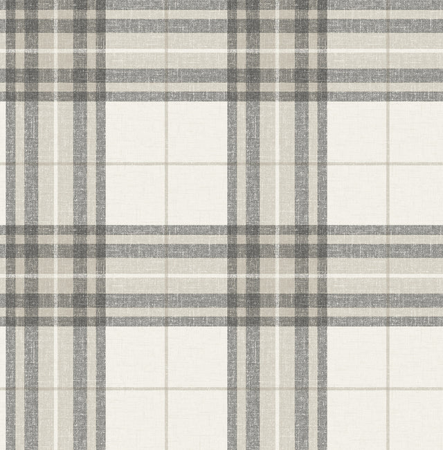 Chesapeake 4192-27694 Cabin Check Charcoal Plaid Wallpaper