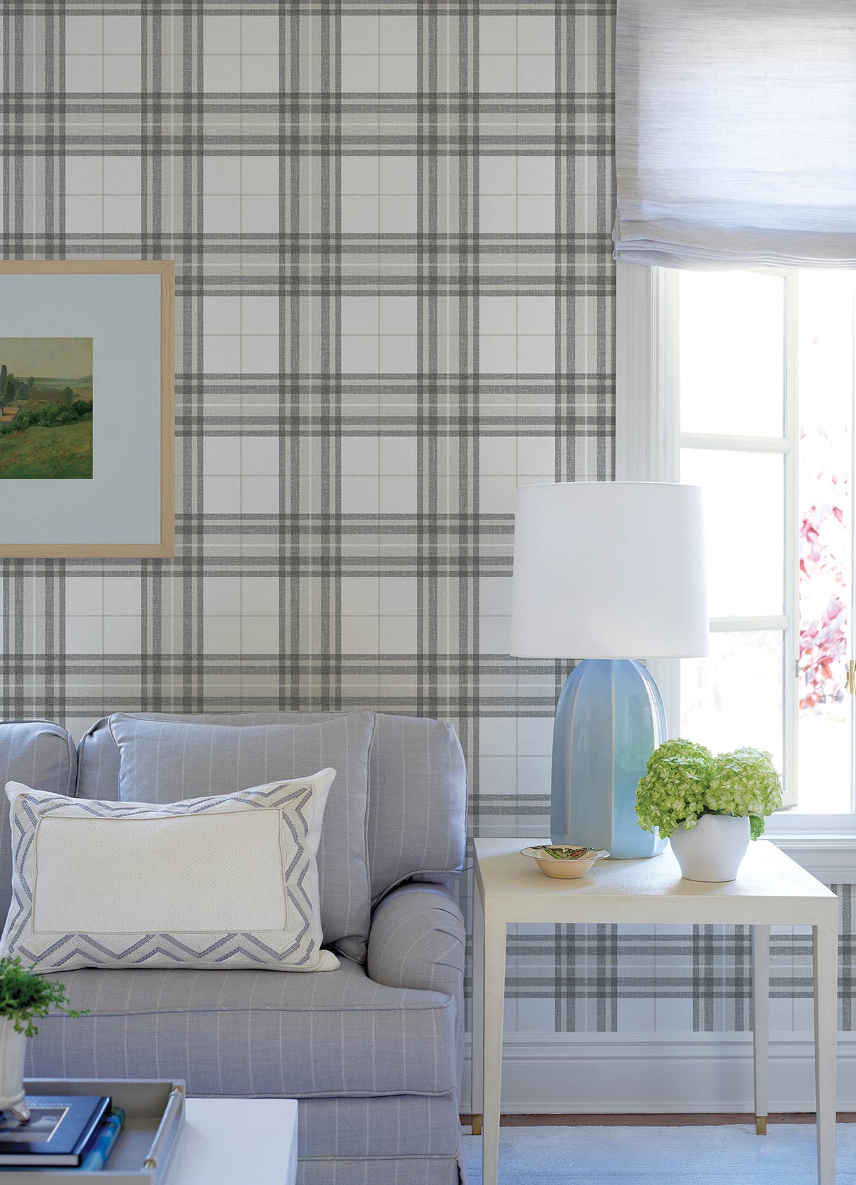 Chesapeake 4192-27694 Cabin Check Charcoal Plaid Wallpaper