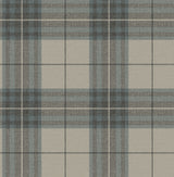 Chesapeake 4192-27695 Cabin Check Teal Plaid Wallpaper