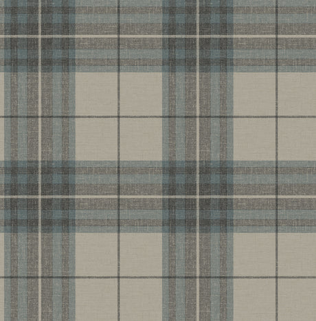 Chesapeake 4192-27695 Cabin Check Teal Plaid Wallpaper