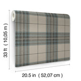Chesapeake 4192-27695 Cabin Check Teal Plaid Wallpaper