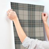 Chesapeake 4192-27695 Cabin Check Teal Plaid Wallpaper