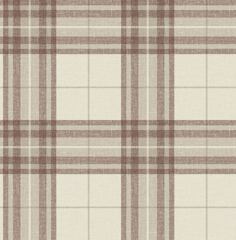 Chesapeake 4192-27696 Cabin Check Rust Plaid Wallpaper