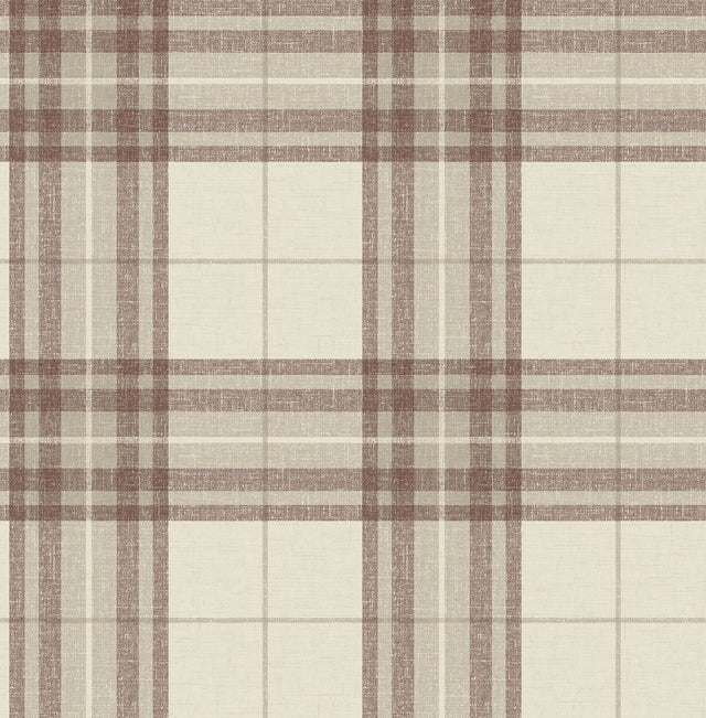 Chesapeake 4192-27696 Cabin Check Rust Plaid Wallpaper