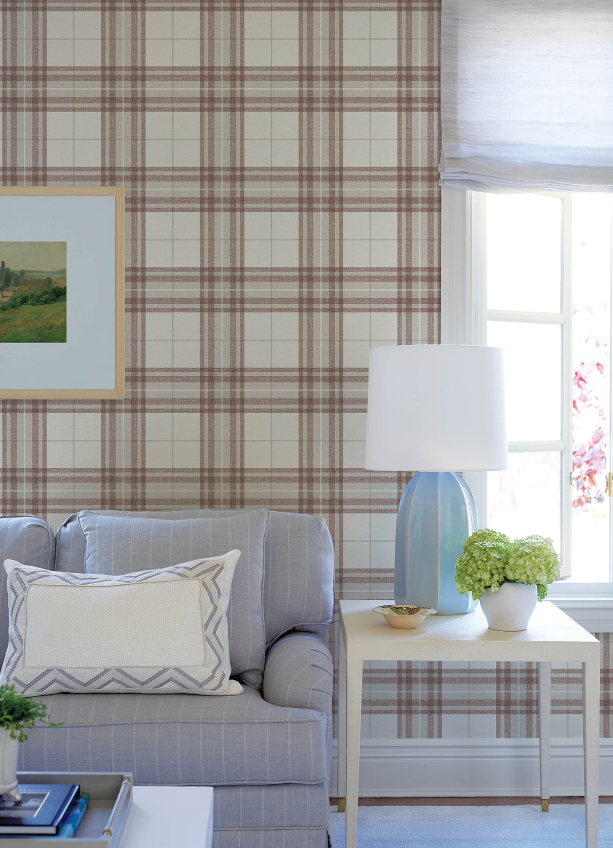 Chesapeake 4192-27696 Cabin Check Rust Plaid Wallpaper