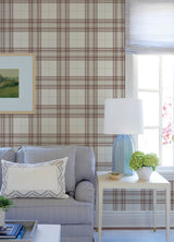 Chesapeake 4192-27696 Cabin Check Rust Plaid Wallpaper