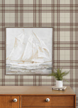 Chesapeake 4192-27696 Cabin Check Rust Plaid Wallpaper