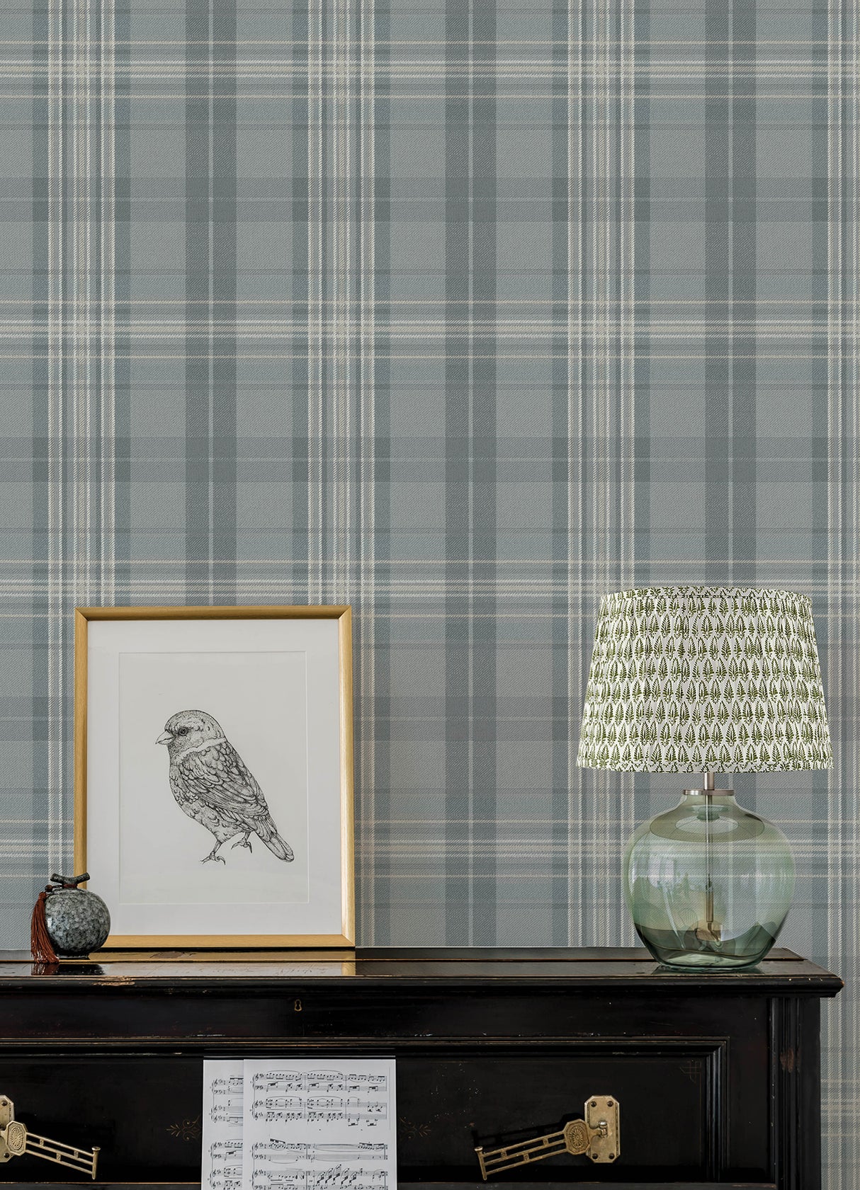 Chesapeake 4192-330214 Austin Slate Plaid Wallpaper