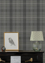 Chesapeake 4192-330215 Austin Charcoal Plaid Wallpaper