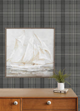 Chesapeake 4192-330215 Austin Charcoal Plaid Wallpaper