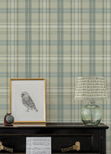 Chesapeake 4192-330217 Austin Sage Plaid Wallpaper