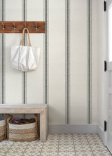 Chesapeake 4192-70066 Linette Black Fabric Stripe Wallpaper