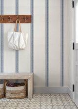 Chesapeake 4192-70067 Linette Blue Fabric Stripe Wallpaper