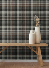 Chesapeake 4192-72632 Dutton Plaid Charcoal Flannel Wallpape