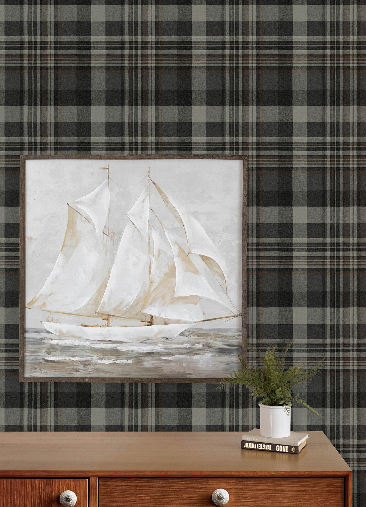 Chesapeake 4192-72632 Dutton Plaid Charcoal Flannel Wallpape