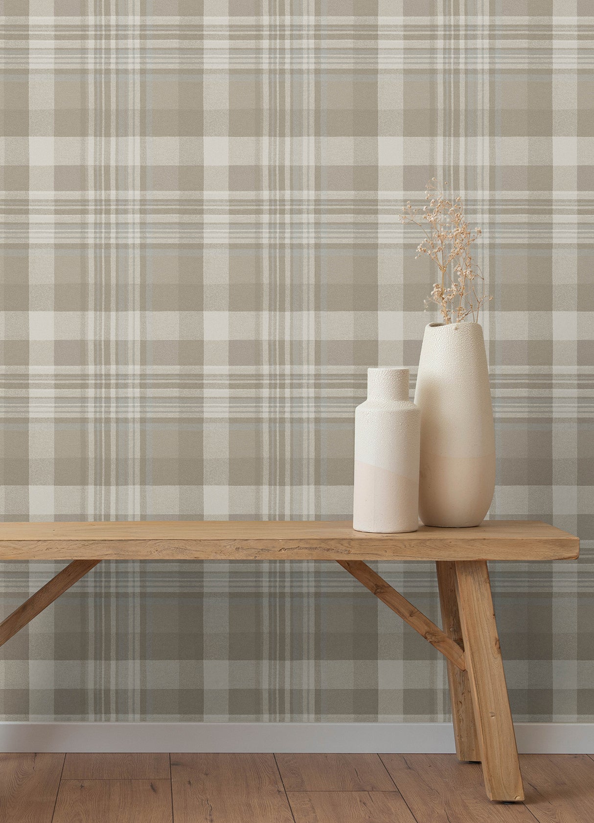 Chesapeake 4192-72633 Dutton Plaid Light Brown Flannel Wallp