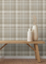 Chesapeake 4192-72633 Dutton Plaid Light Brown Flannel Wallp