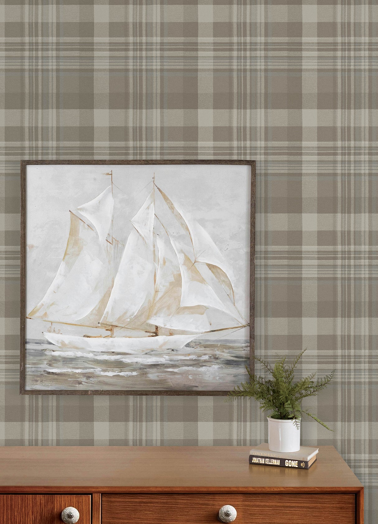 Chesapeake 4192-72633 Dutton Plaid Light Brown Flannel Wallp