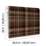 Chesapeake 4192-72636 Dutton Plaid Rust Flannel Wallpaper
