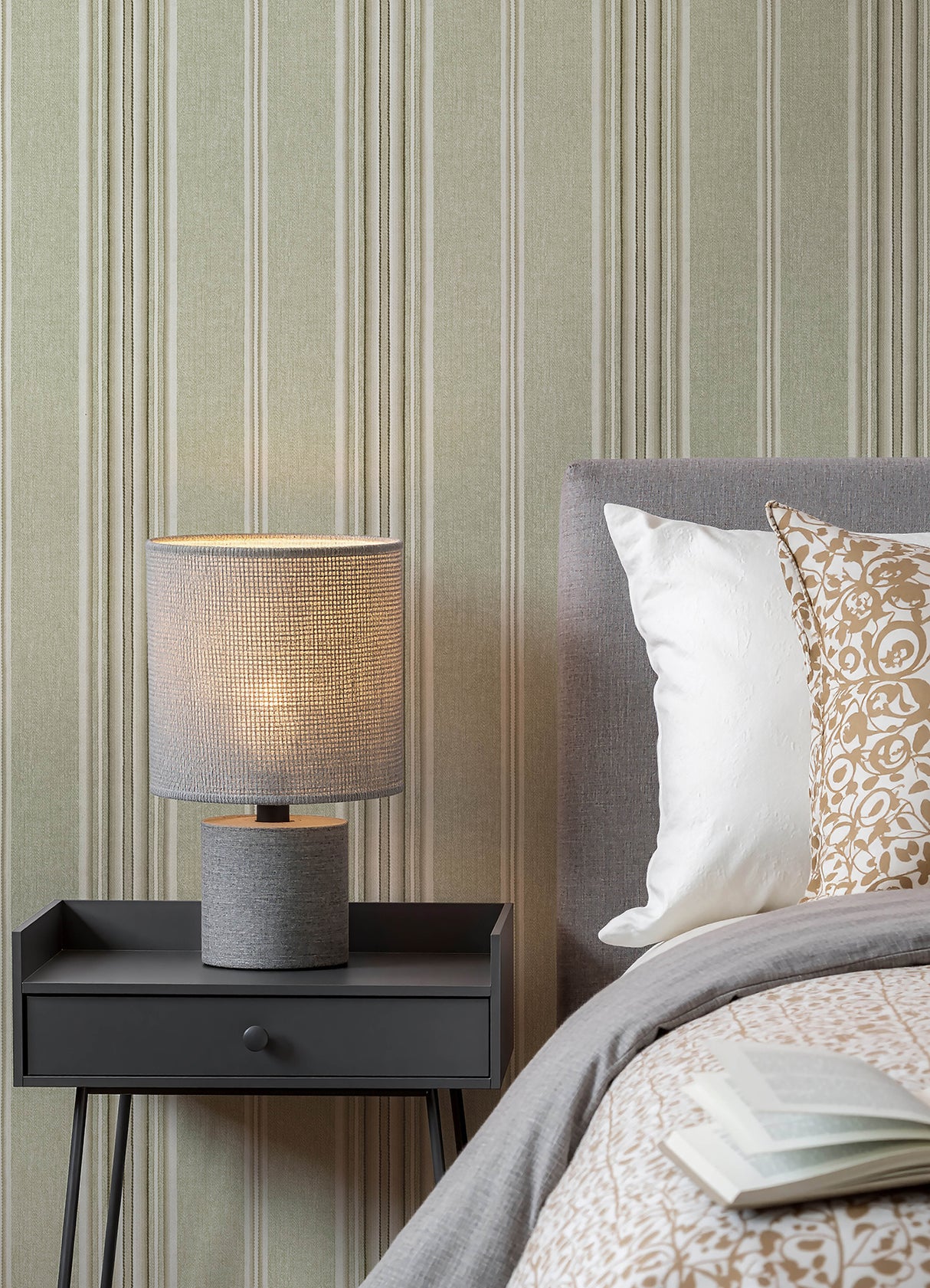 Chesapeake 4192-83121 Calvados Moss Linen Stripe Wallpaper