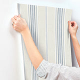 Chesapeake 4192-83123 Calvados Blue Linen Stripe Wallpaper