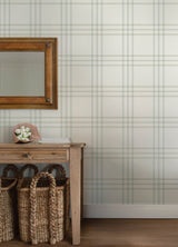 Chesapeake 4192-83400 Fletcher Aqua Plaid Wallpaper