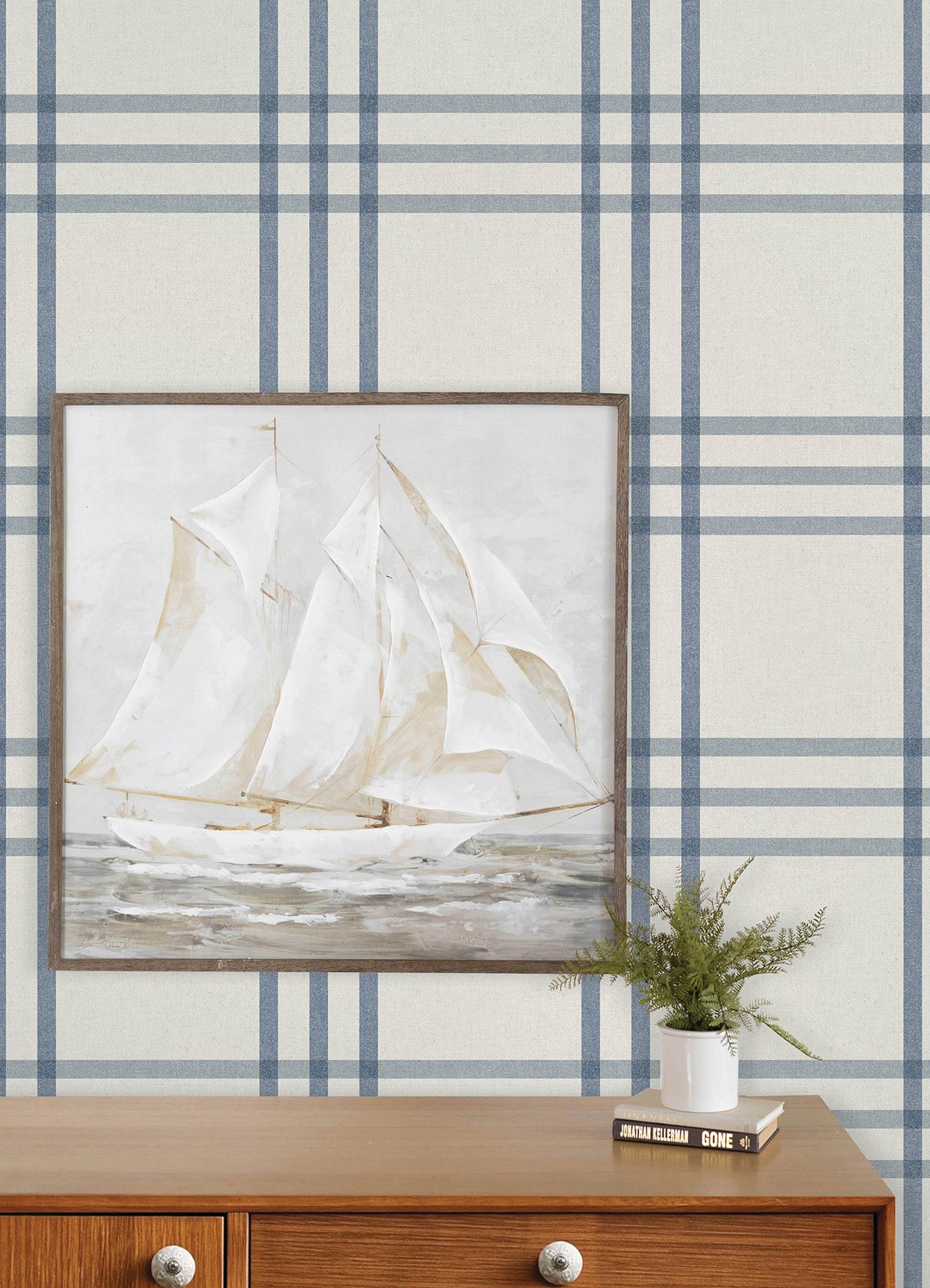 Chesapeake 4192-83402 Fletcher Blue Plaid Wallpaper