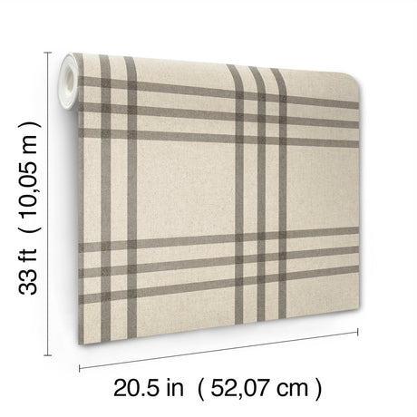 Chesapeake 4192-83403 Fletcher Black Plaid Wallpaper