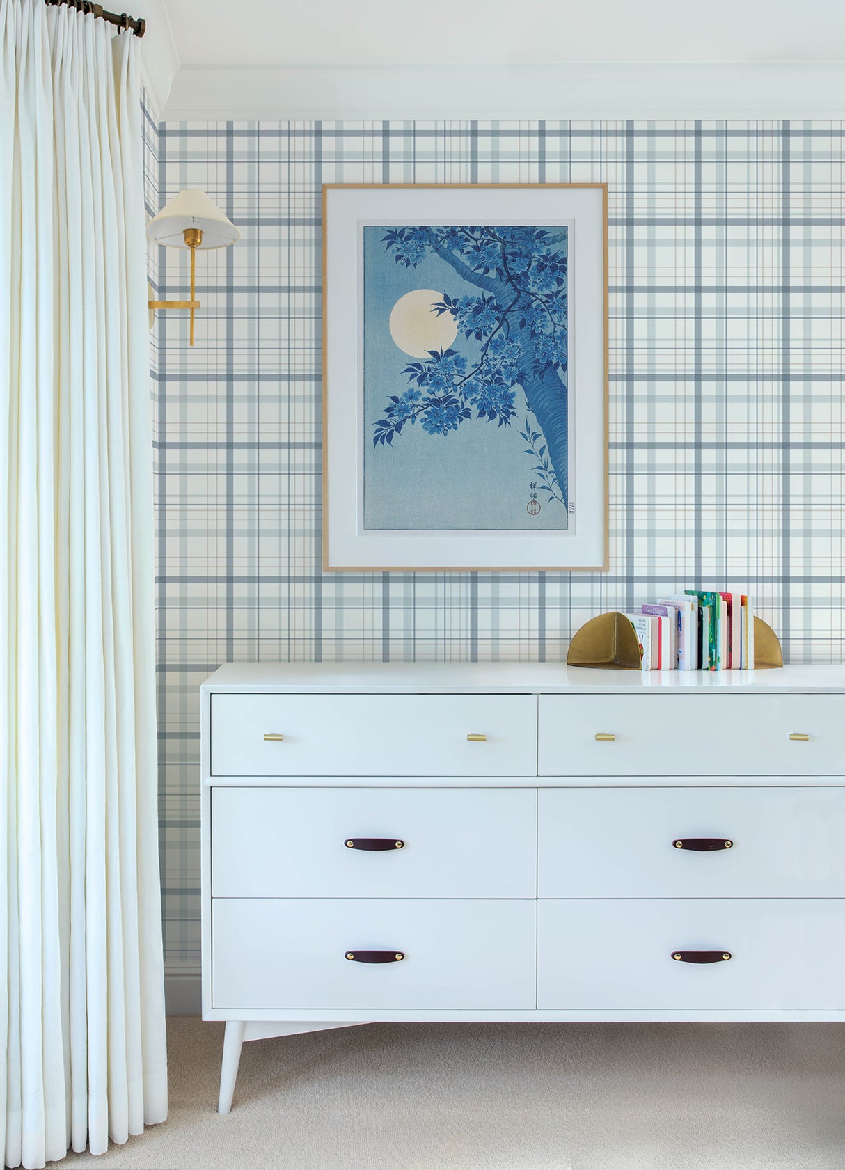 Chesapeake 4192-83406 Burgess Blue Plaid Wallpaper
