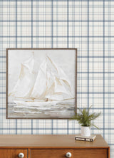 Chesapeake 4192-83406 Burgess Blue Plaid Wallpaper