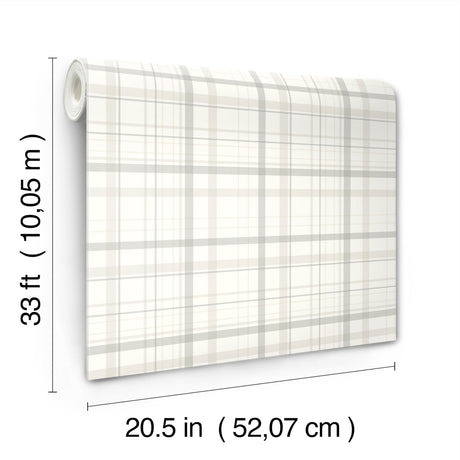 Chesapeake 4192-83407 Burgess Light Grey Plaid Wallpaper