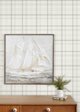 Chesapeake 4192-83407 Burgess Light Grey Plaid Wallpaper