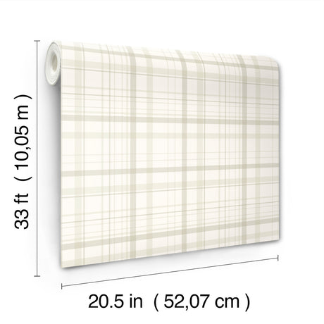 Chesapeake 4192-83408 Burgess Light Green Plaid Wallpaper