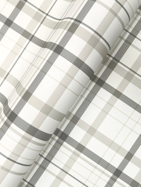 Chesapeake 4192-83409 Burgess Charcoal Plaid Wallpaper