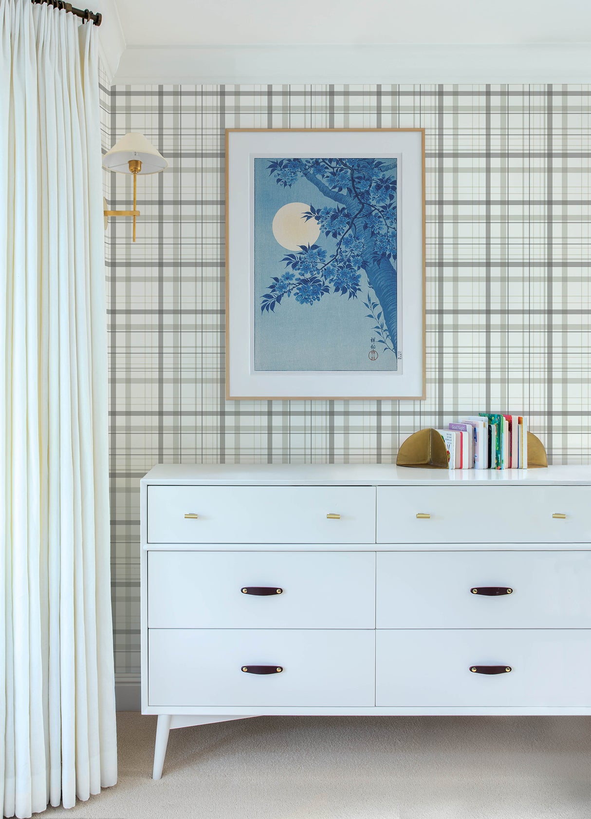 Chesapeake 4192-83409 Burgess Charcoal Plaid Wallpaper
