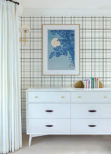 Chesapeake 4192-83409 Burgess Charcoal Plaid Wallpaper